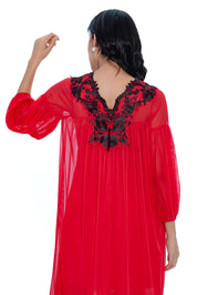 AXTZH Red Sheer 2-Piece Bridal Nightwear Set X0123-RED-F12N