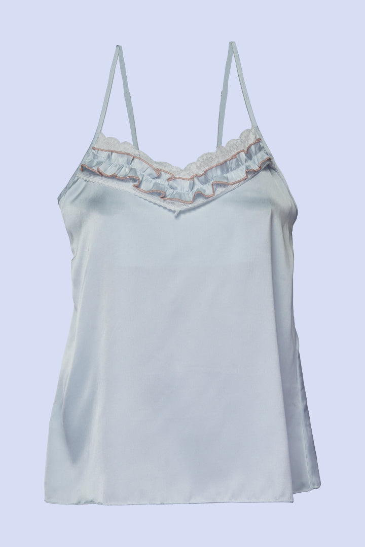 AXTZH Satin Ruffle Trim Nightwerar X8359-SBLUE-A4S