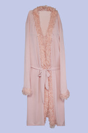 AXTZH Luxurious 1-Piece Sexy Nightwear with Soft Fabric and Feathered Trims for Women X8806-BLUSH-H1L