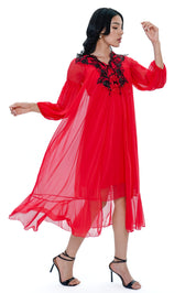 AXTZH Red Sheer 2-Piece Bridal Nightwear Set X0123-RED-F12N