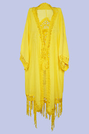 AXTZH  Relaxed-Fit Beach Kimono Featuring Handcrafted Detailing and Free-Flowing Finish X0114-CORNSILK-SNGA2