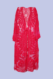 AXTZH Elegant Beachwear Cover-Up Featuring Intricate Patterns and Lightweight Drape X0808-FUCHSIA-SNGA2