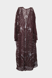 AXTZH Elegant Beachwear Cover-Up Featuring Intricate Patterns and Lightweight Drape X0808-COFFEE-SNGA2
