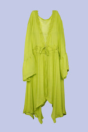 AXTZH Flowing Sarong-Inspired Beachwear Dress with Bell Sleeves and Tie-Up Waist X0629-MEADOW-SNGA2