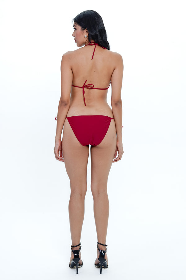 AXTZH Tie-Up Bikini SWIMWEAR Set-SCARLET-2PB