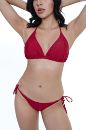 AXTZH Tie-Up Bikini SWIMWEAR Set-SCARLET-2PB