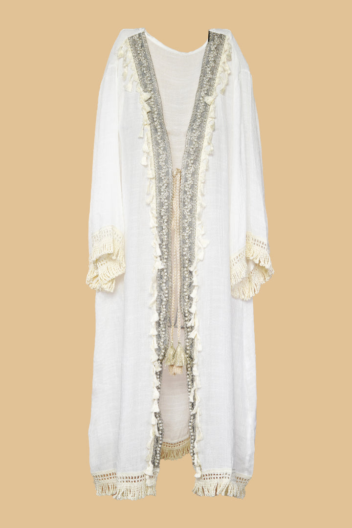 AXTZH  Lightweight Resort Cover-Up Featuring Crochet Detailing and Breezy Fit X4511-IVORY-SNGA2