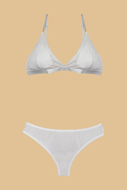 AXTZH Elegant Three-Piece Nightwear Set with Flowing Sheer Robe, Matching Belt, and Intimate Inner Layer X0330-WHITE-BIK3PN