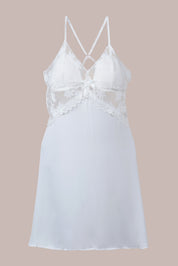 AXTZH Two-Piece Nightwear Set with Elegant Lace-Trimmed Robe and Matching Slip Dress for Women X2501-IVORY-F11S