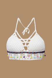 AXTZH Boho-Inspired Crochet Beachwear Crop Top for Women Perfect for Vacations and Poolside Looks X0169-WHITE4-BW1PBL