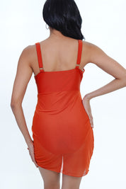 AXTZH ELEGANT MESH LINGERIE SWIMWEAR X1065-RUST-1PM