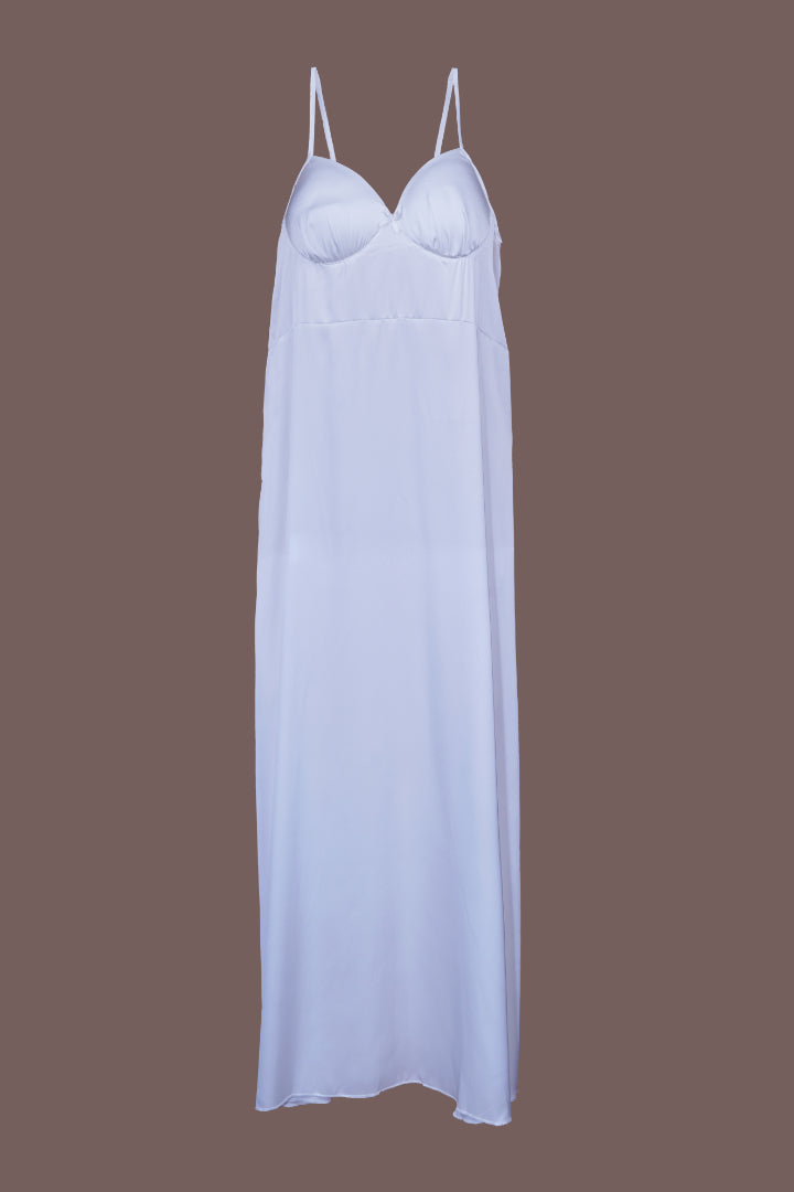 AXTZH Two-Piece Nightwear Set for Women with Elegant Robe and Inner Slip Dress X3009-WHITE-F22S