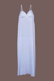 AXTZH Two-Piece Nightwear Set for Women with Elegant Robe and Inner Slip Dress X3009-WHITE-F22S