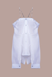 AXTZH One-Piece Women’s Nightwear Shirt Dress with Button-Down Front and Lace Sleeve Detailing X7684-WHITE-G1G