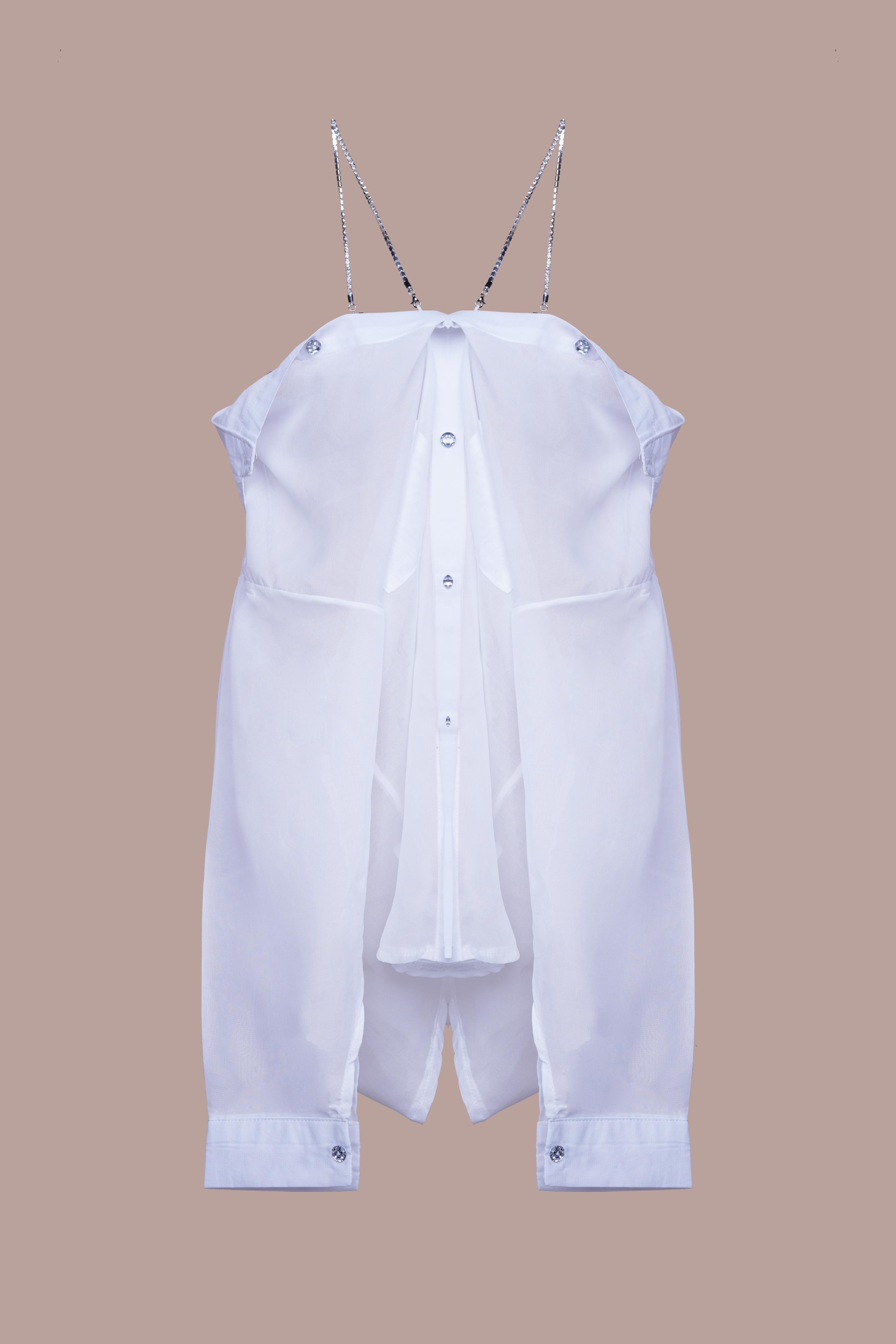 AXTZH One-Piece Women’s Nightwear Shirt Dress with Button-Down Front and Lace Sleeve Detailing X7684-WHITE-G1G