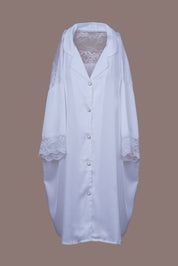 AXTZH Relaxed Fit Nightwear for Women with Shirt Collar and Soft Satin Finish X2654-IVORY-G1S