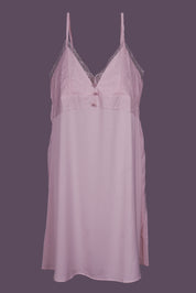 AXTZH 2-Piece Satin Nightwear Set with Lace Detail and Matching Robe for Women X2503-BLUSH-F12S