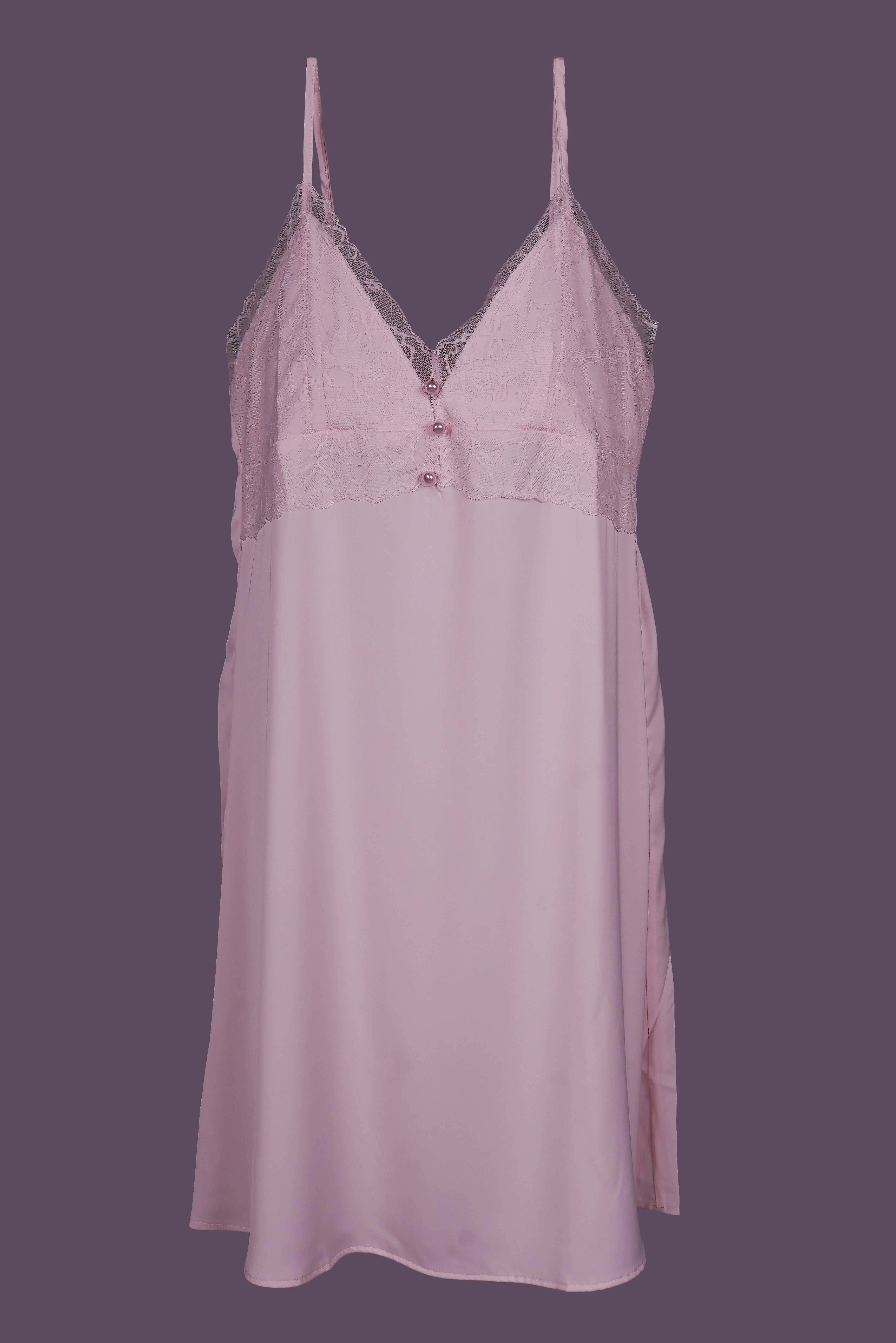 AXTZH 2-Piece Satin Nightwear Set with Lace Detail and Matching Robe for Women X2503-BLUSH-F12S