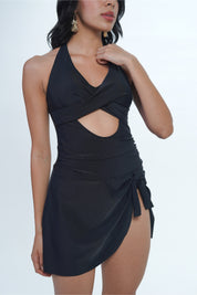 AXTZH Twist Cutout One-Piece Swimsuit X2501-BLACK-1PF