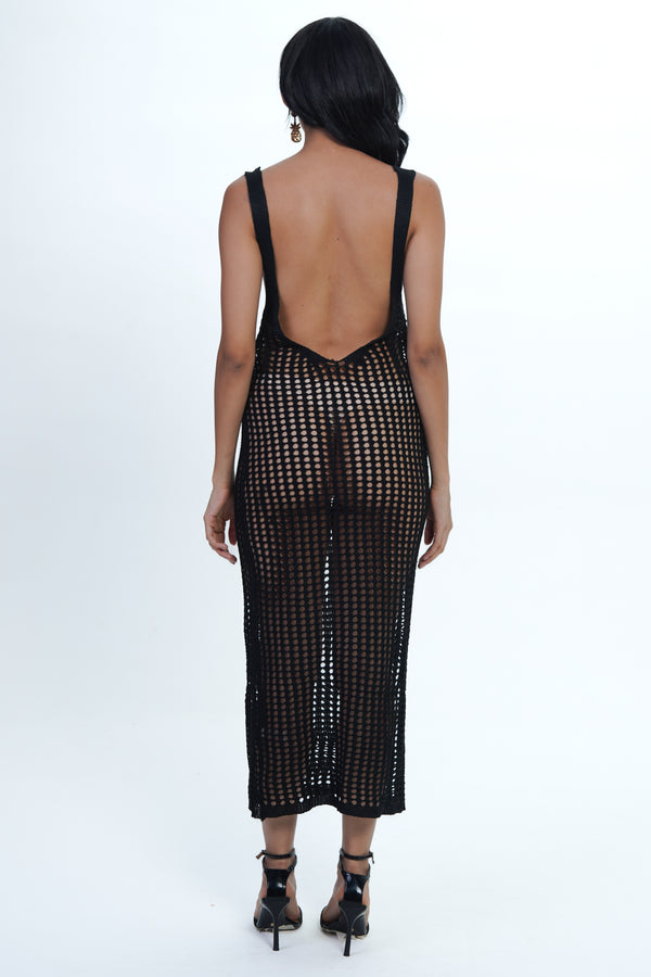 AXTZH Drift Net One-Piece Beach Dress X4614-BLACK-SNGB1