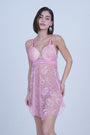 AXTZH 2-Piece Sexy Nightwear for Women with Sheer Lace Design and Elegant Detailing X3009-PINK-F1N