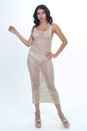 AXTZH Drift Net One-Piece Beach Dress X4614-IVORY-SNGB1