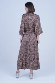 AXTZH  Elegant Two-Piece Women’s Nightwear Set with Flowing Robe and Matching Slip X2128-LEOPR-F12S