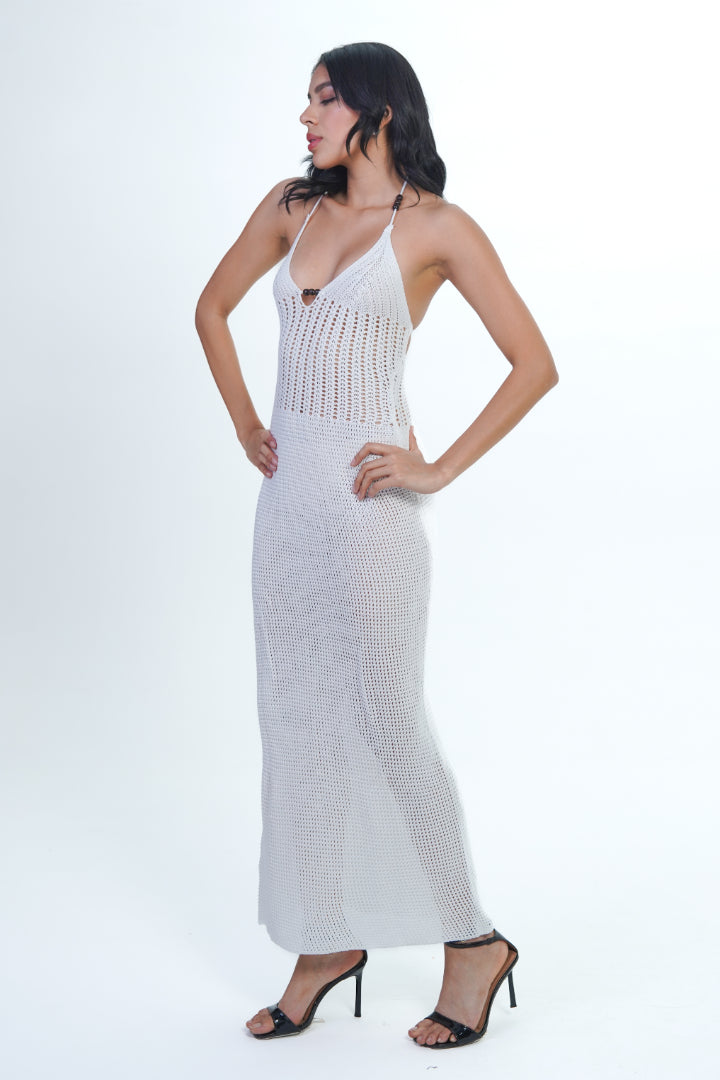 AXTZH White Crochet Bridal Nightwear Dress X0047-WHITE-SNGB1