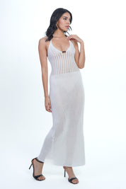 AXTZH White Crochet Bridal Nightwear Dress X0047-WHITE-SNGB1