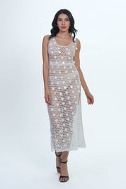 AXTZH Shoreline Net Cover-Up Dress X4506-IVORY-SNGB1