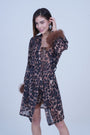 AXTZH Luxurious Three-Piece Winter Nightwear Set for Women with Sheer Robe, Delicate Innerwear, and Chic Details X2334-LEOPR-NSS3PN