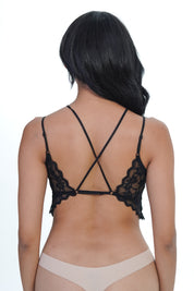 AXTZH FLORAL LACE BRIDAL BRALETTE TOP X2325-BLACK-CN124