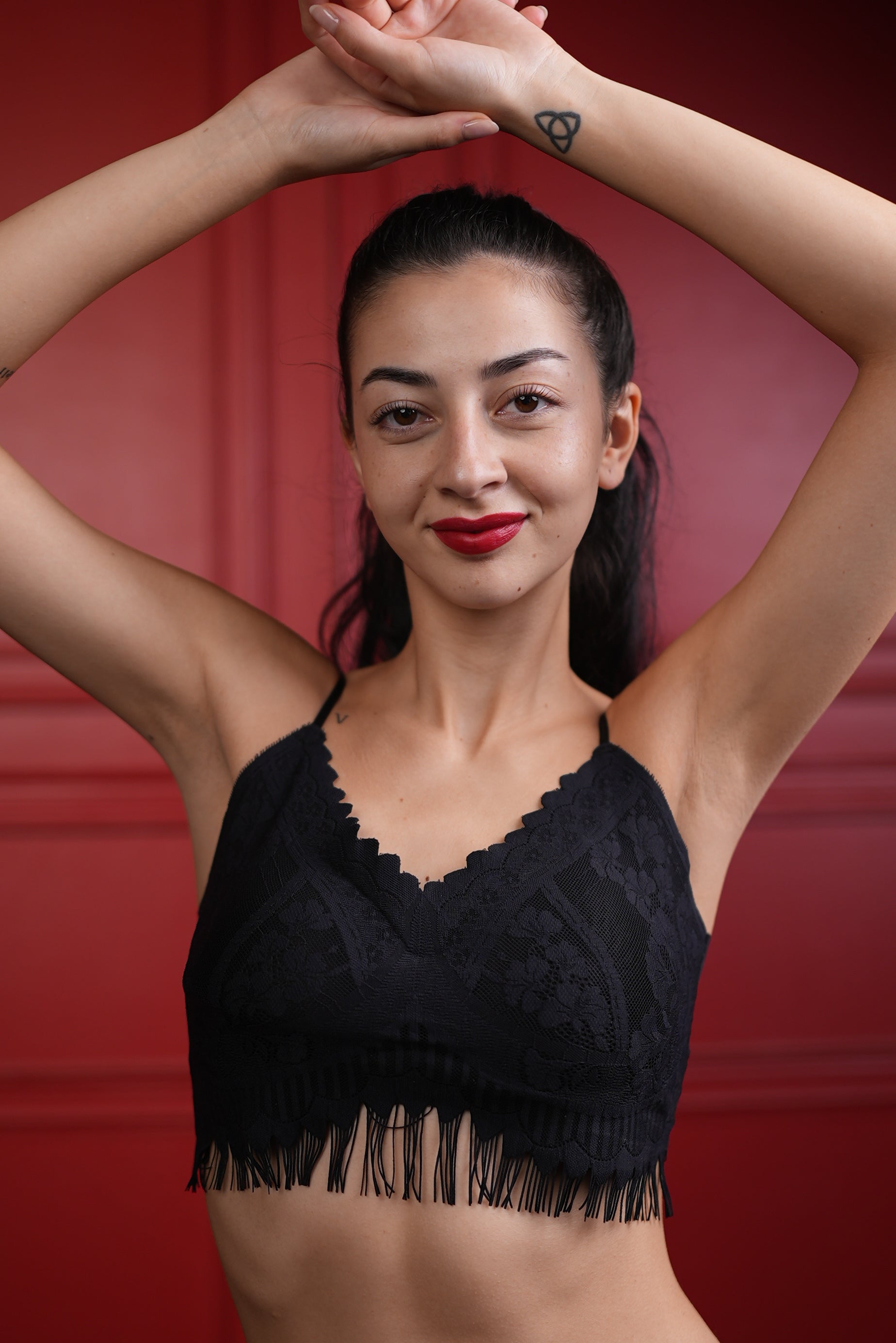 AXTZH Women’s Sexy Lace Bralette Bra with Sheer Floral Detailing and Delicate Straps X8002-BLACK-CN114