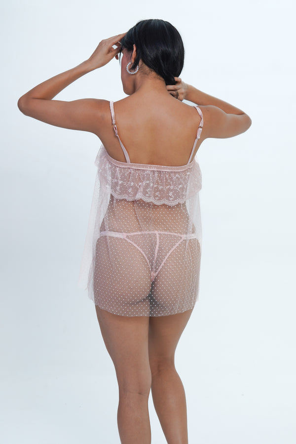 AXTZH Dreamveil Sheer Bridal Nightwear Bodyslip X3068-PEACH-SF1N
