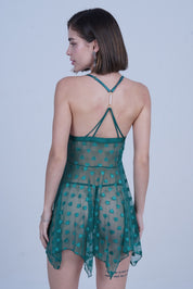 AXTZH One-piece sheer lace nightwear designed for elegance and comfort X8245-PINE-F1N