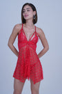 AXTZH One-piece sheer lace nightwear designed for elegance and comfort X8245-RED-F1N