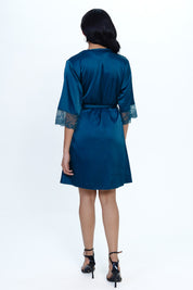 AXTZH3-Piece Lace Trim Nightwear Set for Women X5523-TEAL-F11S