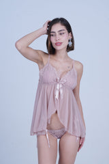 AXTZH Stylish Short Nightdress Designed for Comfort, Elegance, and a Feminine Touch X0001-BLUSH-SF1N