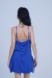 AXTZH Elegant 2-Piece Nightwear Featuring Lace Overlay and Soft Fit X3062-RBLUE-F1L