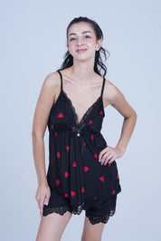 AXTZH NIGHTWEAR Two-piece set with camisole and shorts X8035-BLKPR-A4M