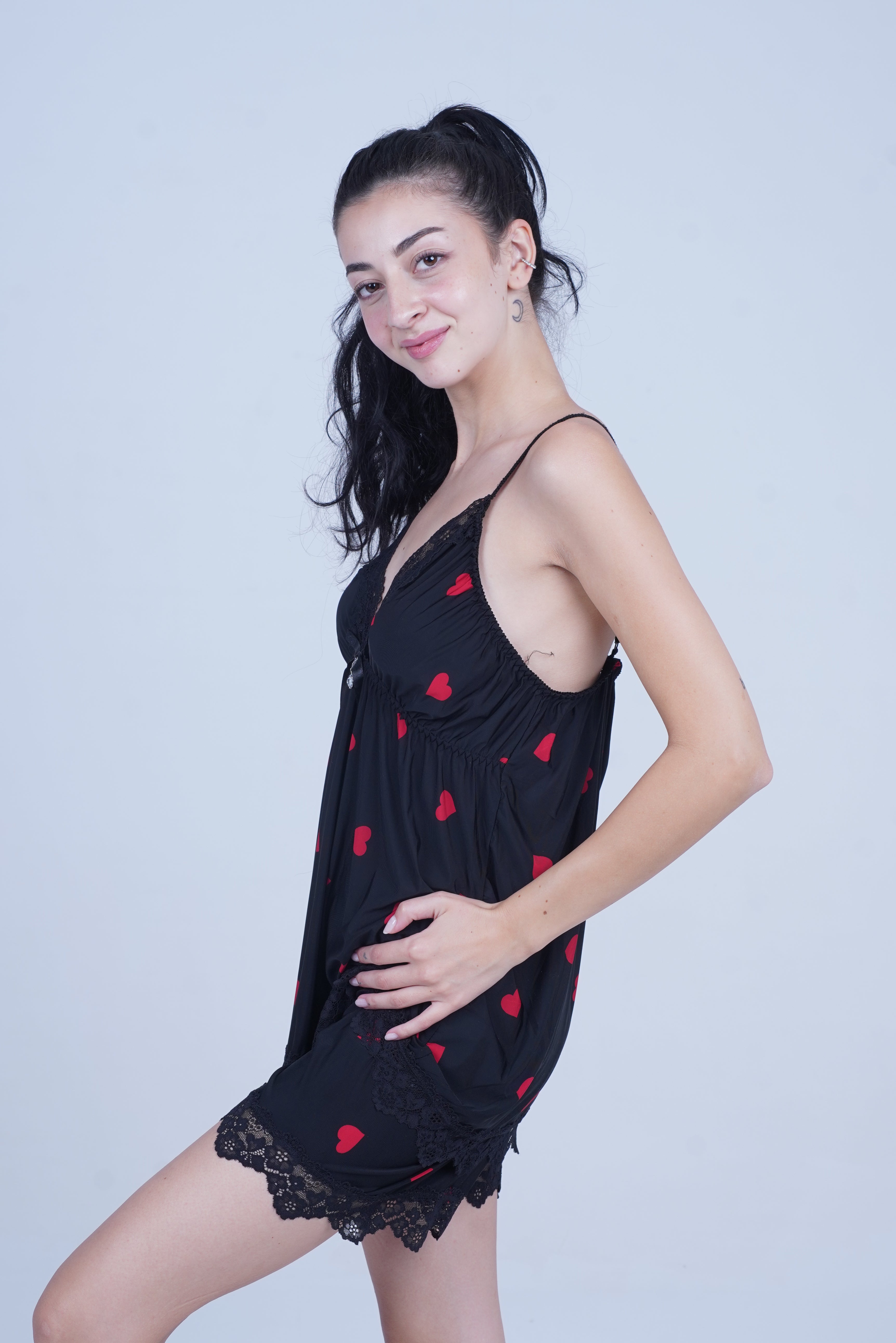 AXTZH NIGHTWEAR Two-piece set with camisole and shorts X8035-BLKPR-A4M