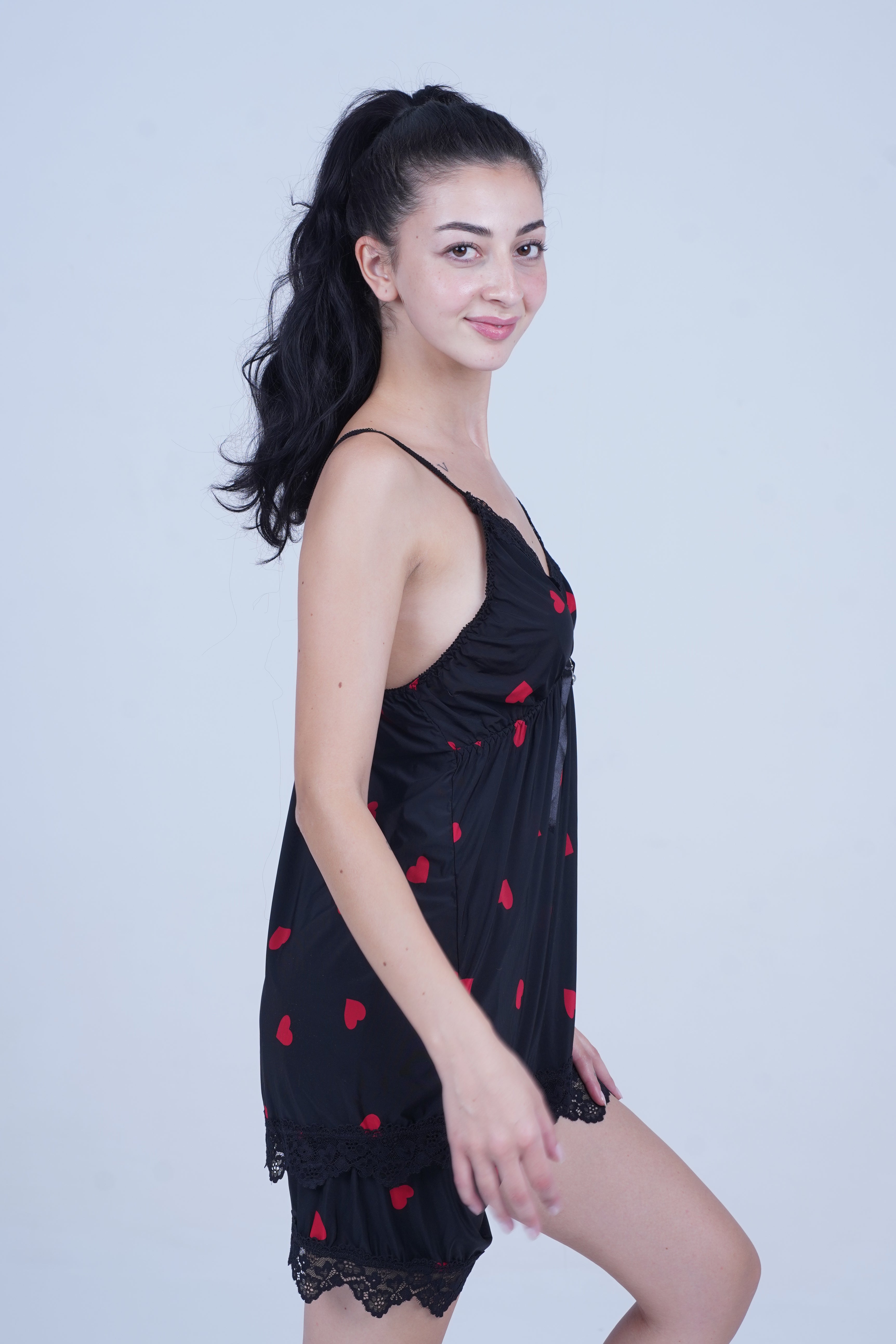 AXTZH NIGHTWEAR Two-piece set with camisole and shorts X8035-BLKPR-A4M