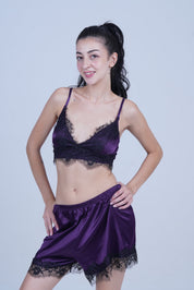 AXTZH nightwear Two-piece set includes camisole top and shorts X6166-MULBERRY-A8S