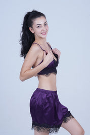 AXTZH nightwear Two-piece set includes camisole top and shorts X6166-MULBERRY-A8S