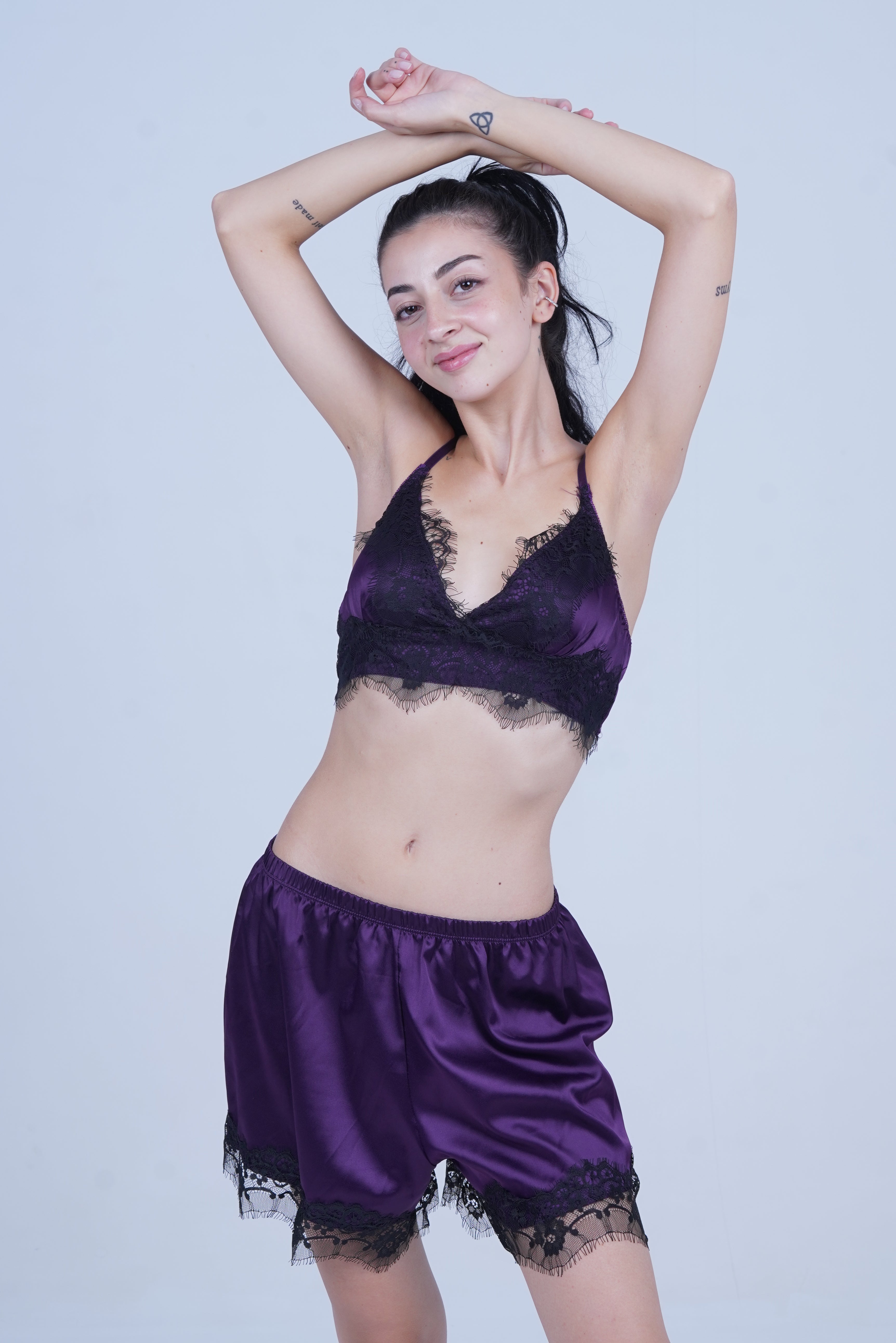 AXTZH nightwear Two-piece set includes camisole top and shorts X6166-MULBERRY-A8S