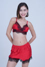 AXTZH nightwear Two-piece set includes camisole top and shorts X6166-CRIMSON-A8S