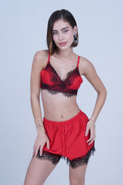 AXTZH nightwear Two-piece set includes camisole top and shorts X6166-CRIMSON-A8S