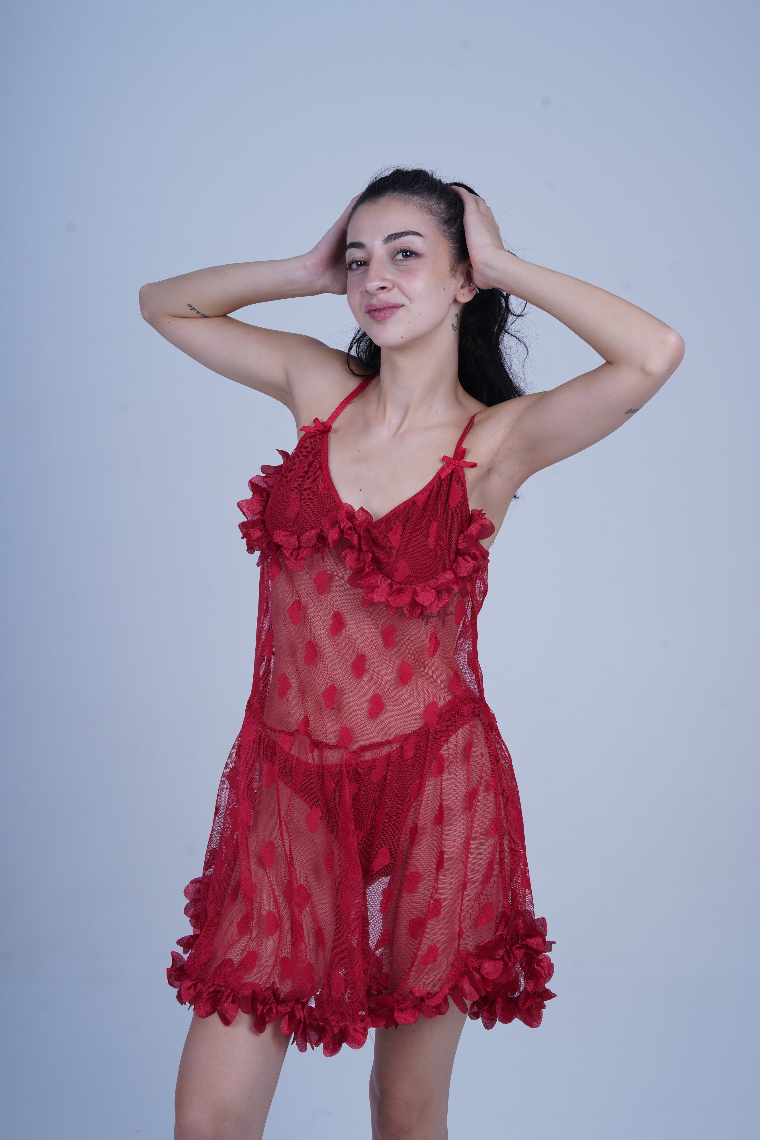 AXTZH 1-piece sexy nightwear X0333-SCARLET-F1N