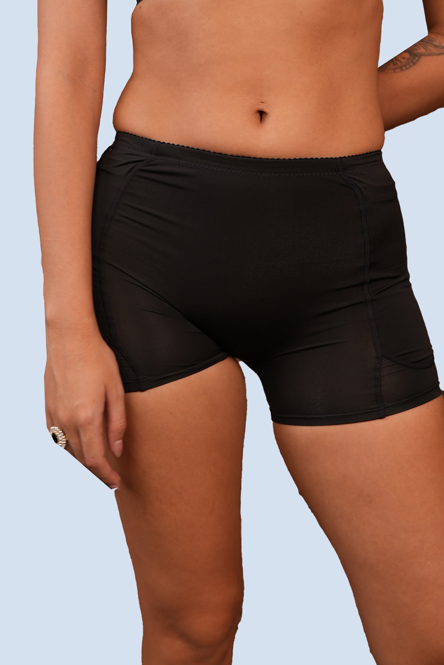 AXTZH WOMEN INNER Women’s Sexy High-Waist Shorts with Body-Sculpting Fit X8915-BLACK-SHPPP1