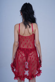 AXTZH 1-piece sexy nightwear X0333-SCARLET-F1N